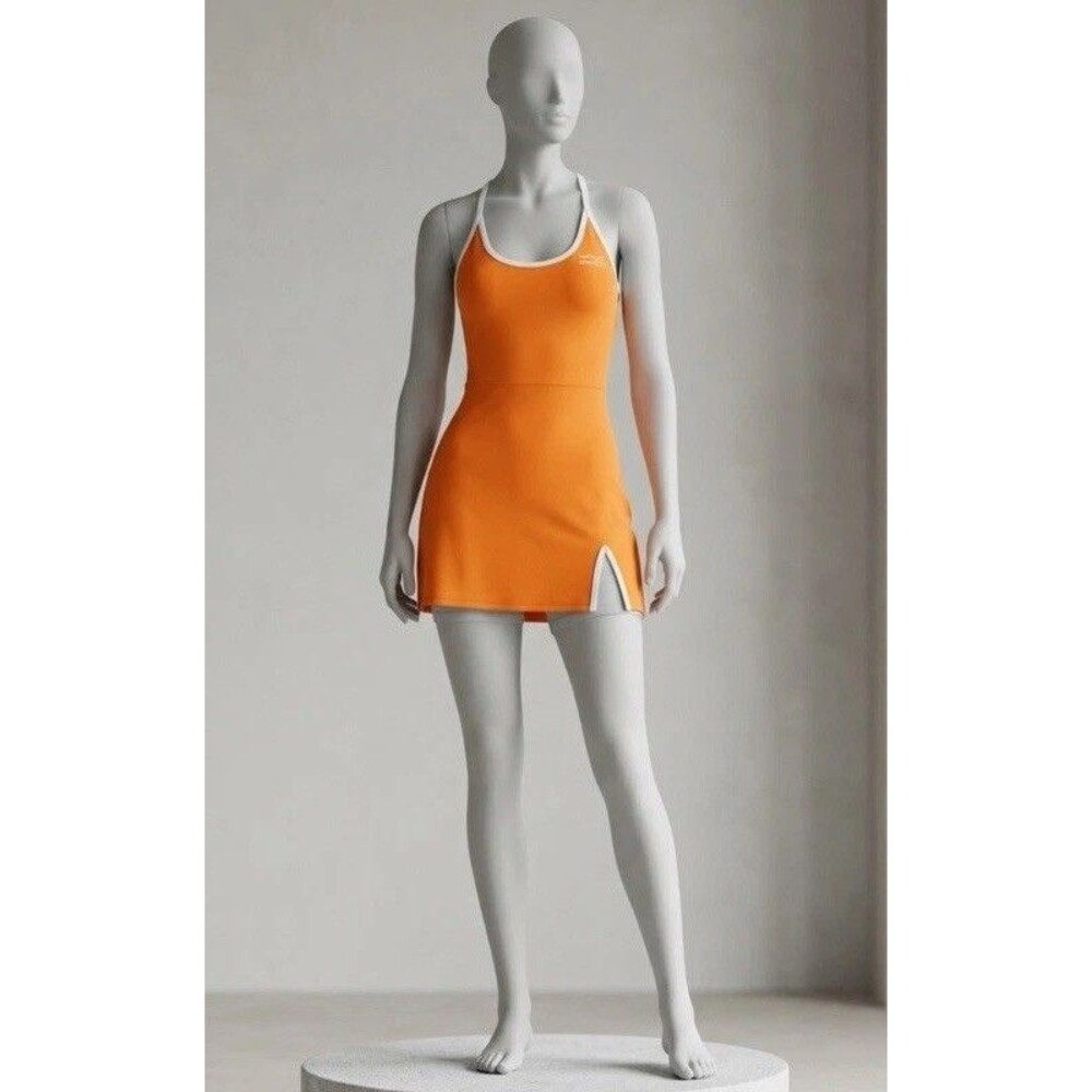 PrettyLittleThing Tennis Dress Women’s Size 6 Orange NWT Athletic Mini Club Logo